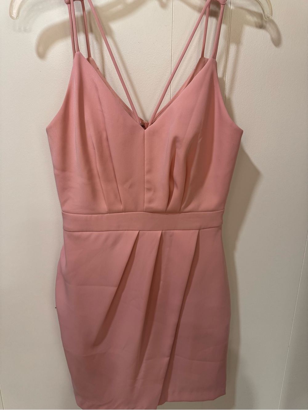 Adelyn Rae Blush Pink Double-Strap V-Neck Mini Dress